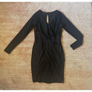 Venus little black dress LBD ruched long sleeve bodycon cocktail party XS